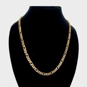 14K Gold Plated Figaro Link Chain Necklace 8mm x 24 inches